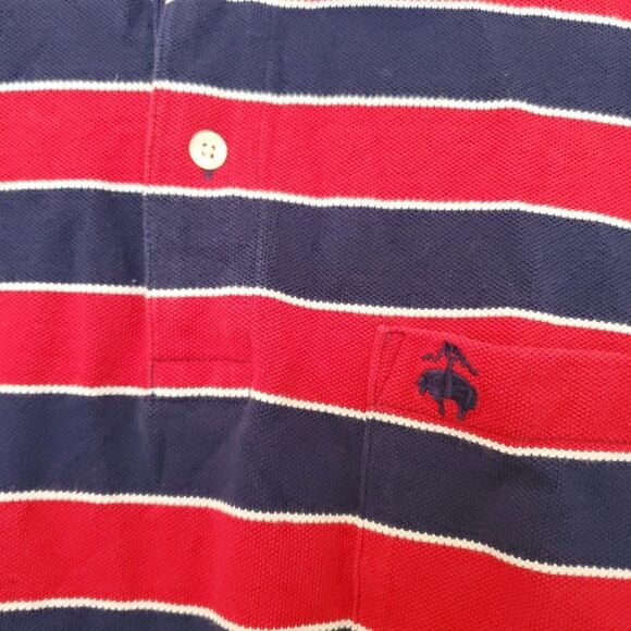 Brooks Brothers 346 Mens M Original Fit Polo Shirt Red Striped Short Sleeve - Picture 6 of 16